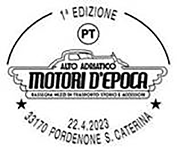 alto adriatico motori d'epoca - annullo filatelico - pordenone